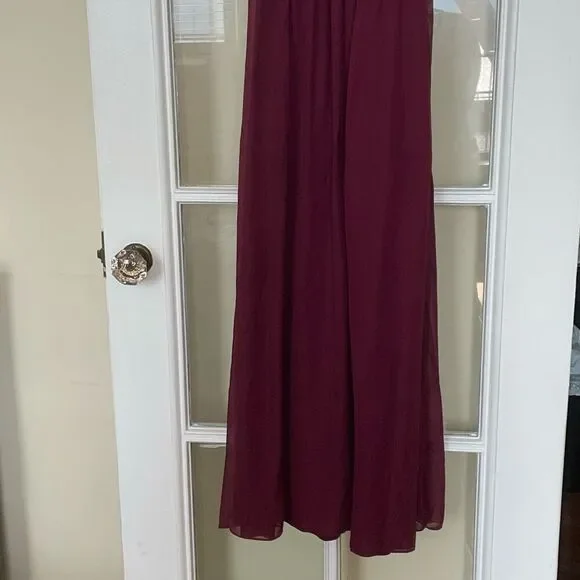 Preowned speechless burgundy lace halter top maxi gown dress junior teen size 3 - Picture 4 of 14